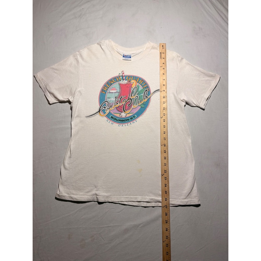 Vintage 1987 Hanes New Orleans French Quarter Cocktail Club T-Shirt White Large
